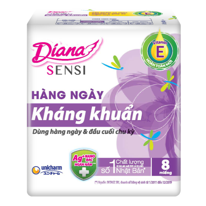 Băng vệ sinh Diana Sensi hàng ngày kháng khuẩn 8 miếng/gói