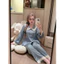 Bộ Đồ Ngủ Lụa Latin Tơ Tằm Dài Tay Cổ Ren, Pijama Nữ Mặc Nhà Thoải Mái Thoáng Mát DD02