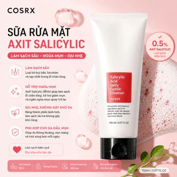 COSRX Sữa rửa mặt Salicylic Acid Daily Gentle Cleanser 150ml