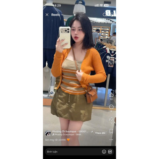 Set Áo Len Kẻ Kèm Cadigan [Sẵn]