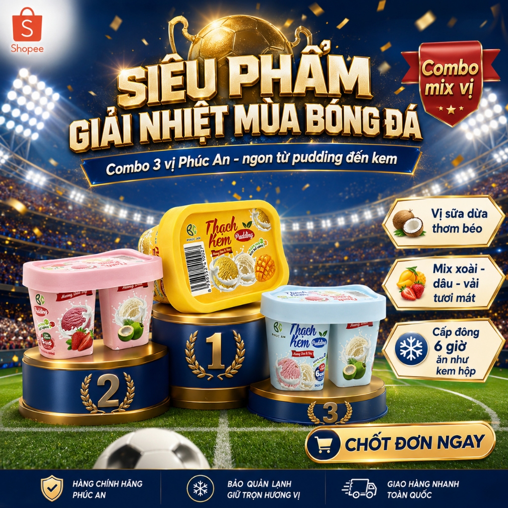 Combo mix vị Thạch kem Phúc An 110g loại 2 ngăn - Món ăn vặt bổ dưỡng cho mọi gia đình