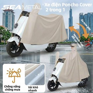 Bạt phủ xe máy SEAMETAL Áo Mưa Xe Máy Có Kính Trùm Đèn Trùm Gương Chống Mưa Vải Dày Chống Thấm Nhanh Khô 88414
