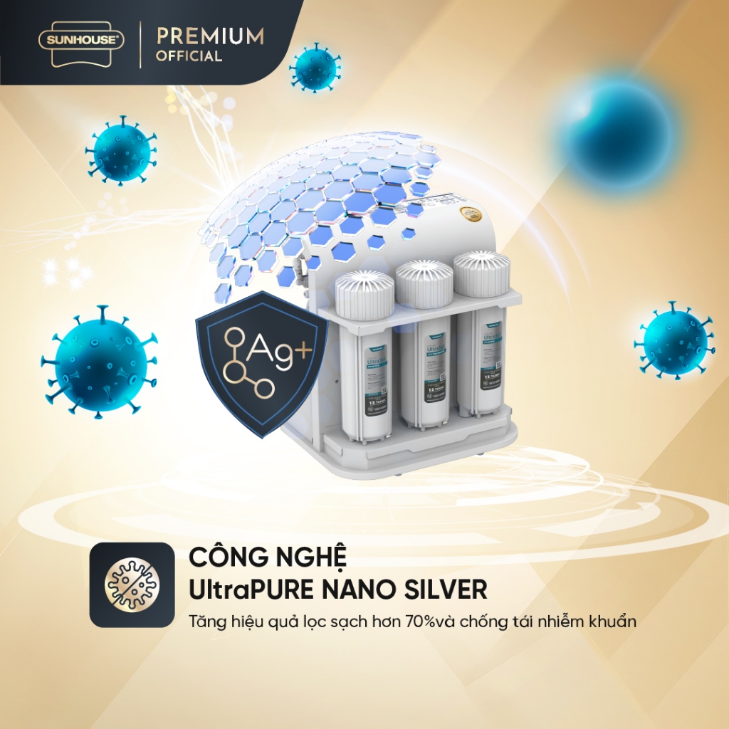 Máy lọc nước RO không vỏ Sunhouse 10 lõi SHA8805U