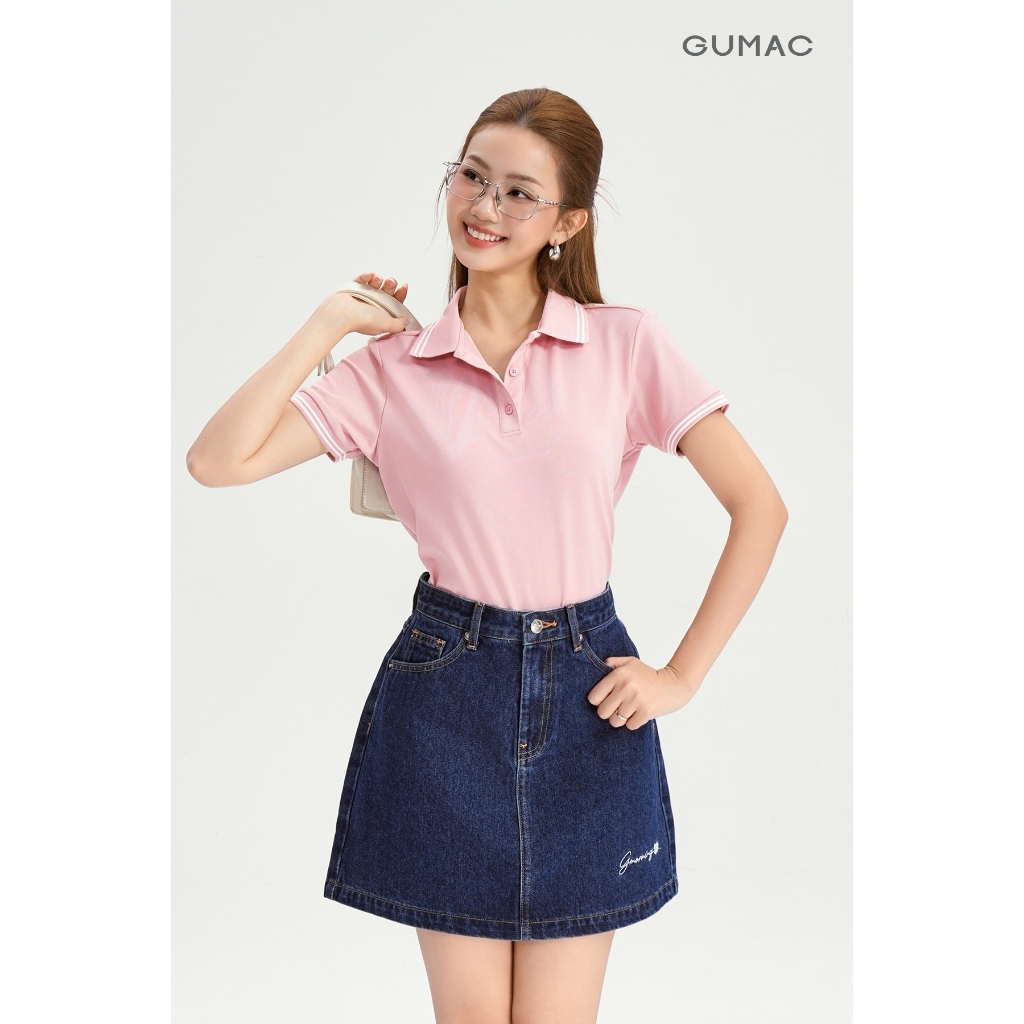 Chân Váy Jeans Nữ Gmorning - GUMAC Form Ngắn Tôn Dáng Thêu Chữ Cá Tính Thời Trang YVJF12089
