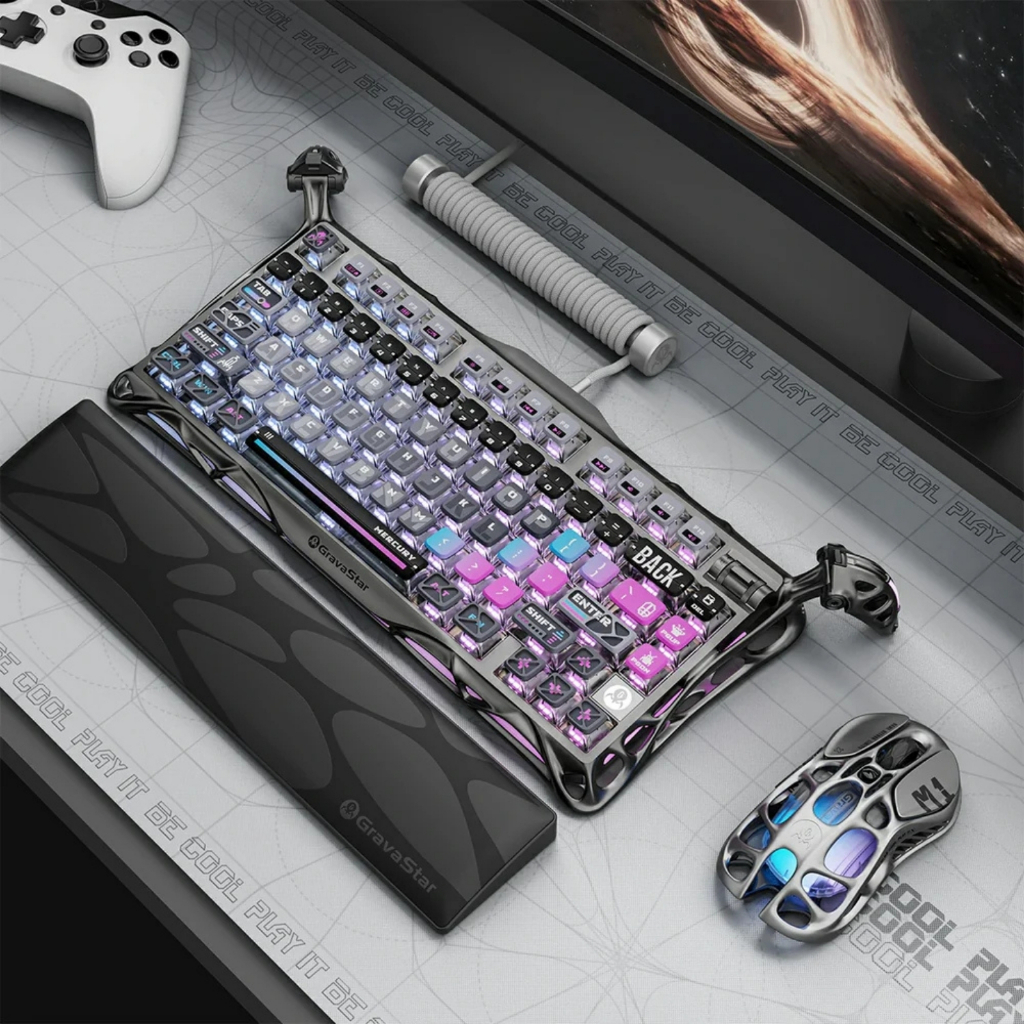 Bàn phím cơ GravaStar Mercury K1 Pro Cyberpunk RGB Wireless Mechanical Keyboard Hot Swap 75% | BigBuy360 - bigbuy360.vn