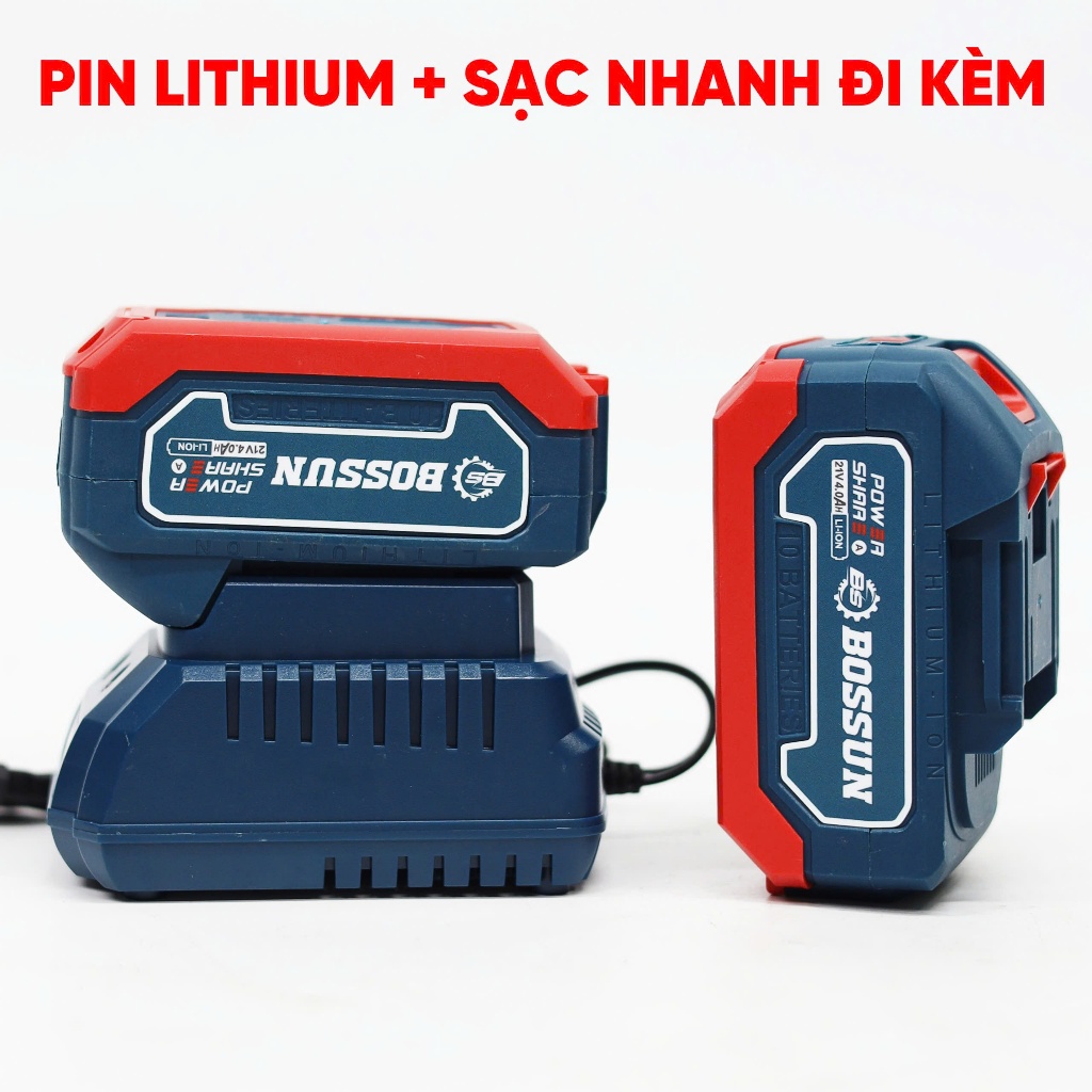 [MUA 1 ĐƯỢC 2] Máy chuyên vít Bossun BS-CV380CP Lực siết 380N.m - Đầu gài lục giác 1/4 Không chổi than Có LED 2 Tốc độ