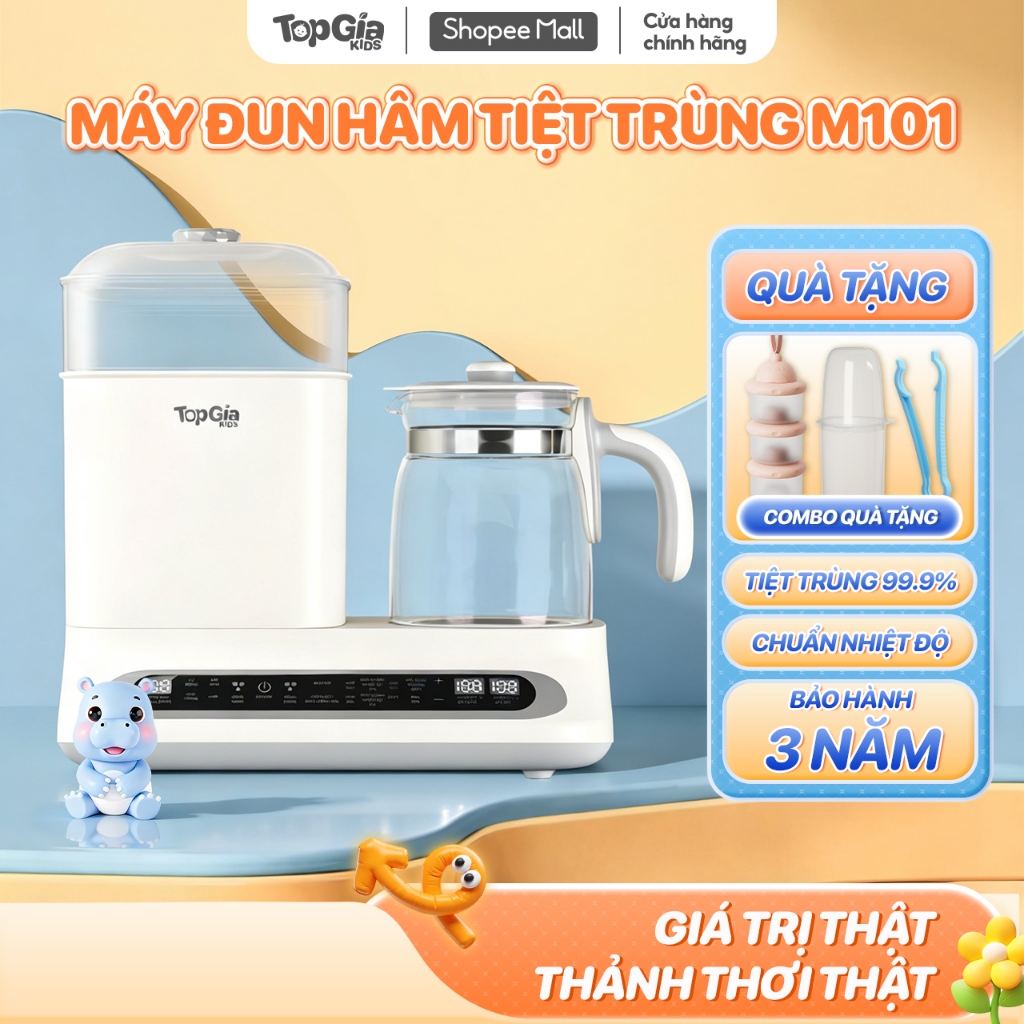 Máy đun hâm pha sữa và sấy khô tiệt trùng đa năng TopGiaKids M1-01 - Bảo hành 3 năm chính hãng