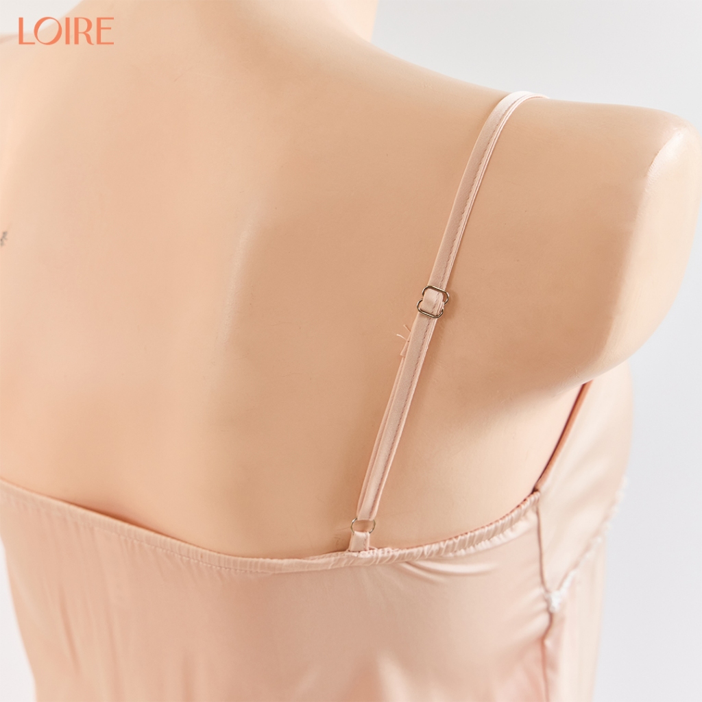 Váy Ngủ Loirechic FDMN260376 Có Mút Chất Lụa Mềm Mát Điểm Ren a Nhấn