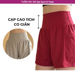 Quần đùi 2 lớp tập gym, yoga, thể thao, mặc hàng ngày model: 99079.1.dv Tuấn HD gen bụng cạp cao