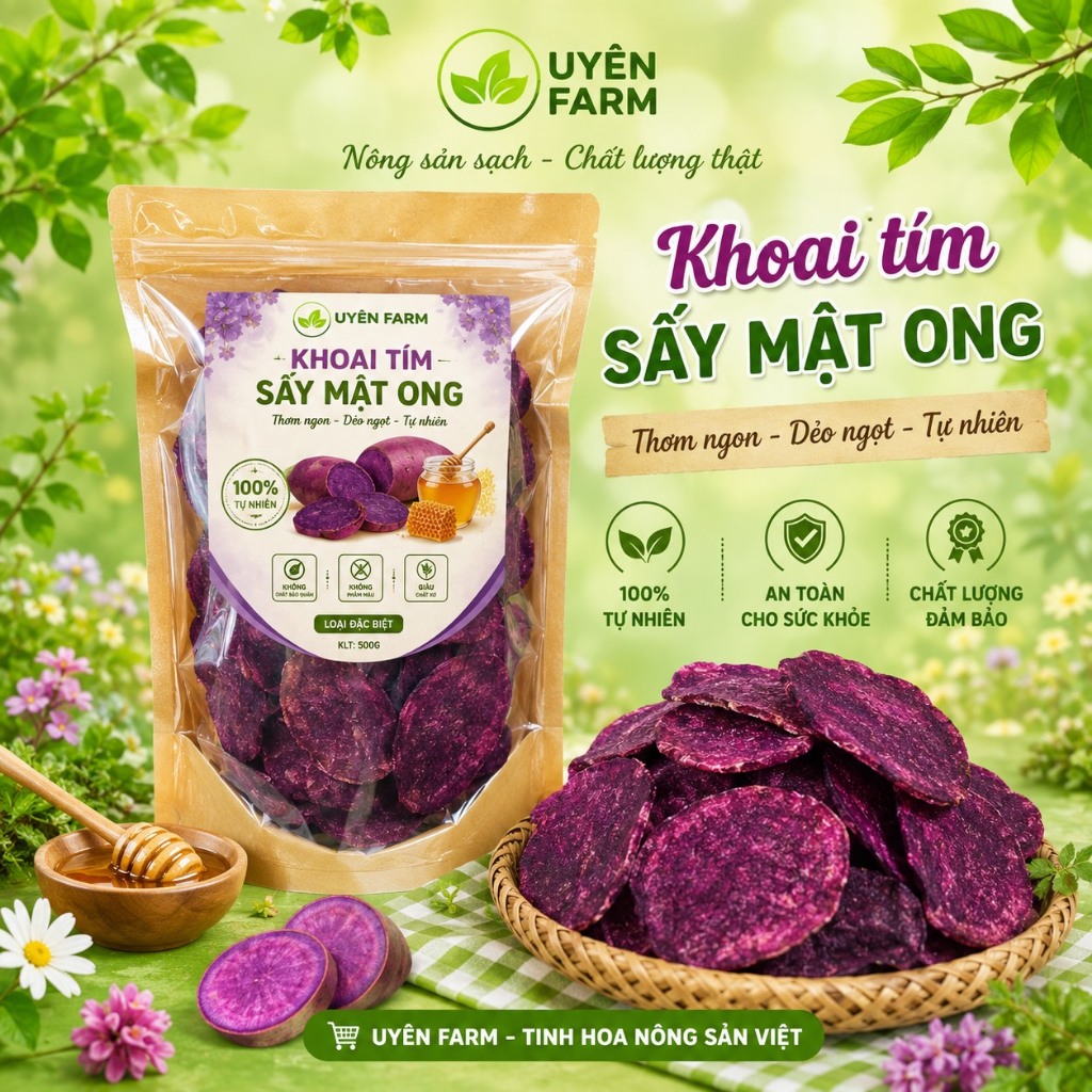 Khoai Lang Tím Sấy Mật Ong_Khoai Lang Tím Sấy Giòn _Khoai Lang Tím Lát Sấy Mật Ong Món Ăn Vặt Heathly (Đặc Sản Đà Lạt)