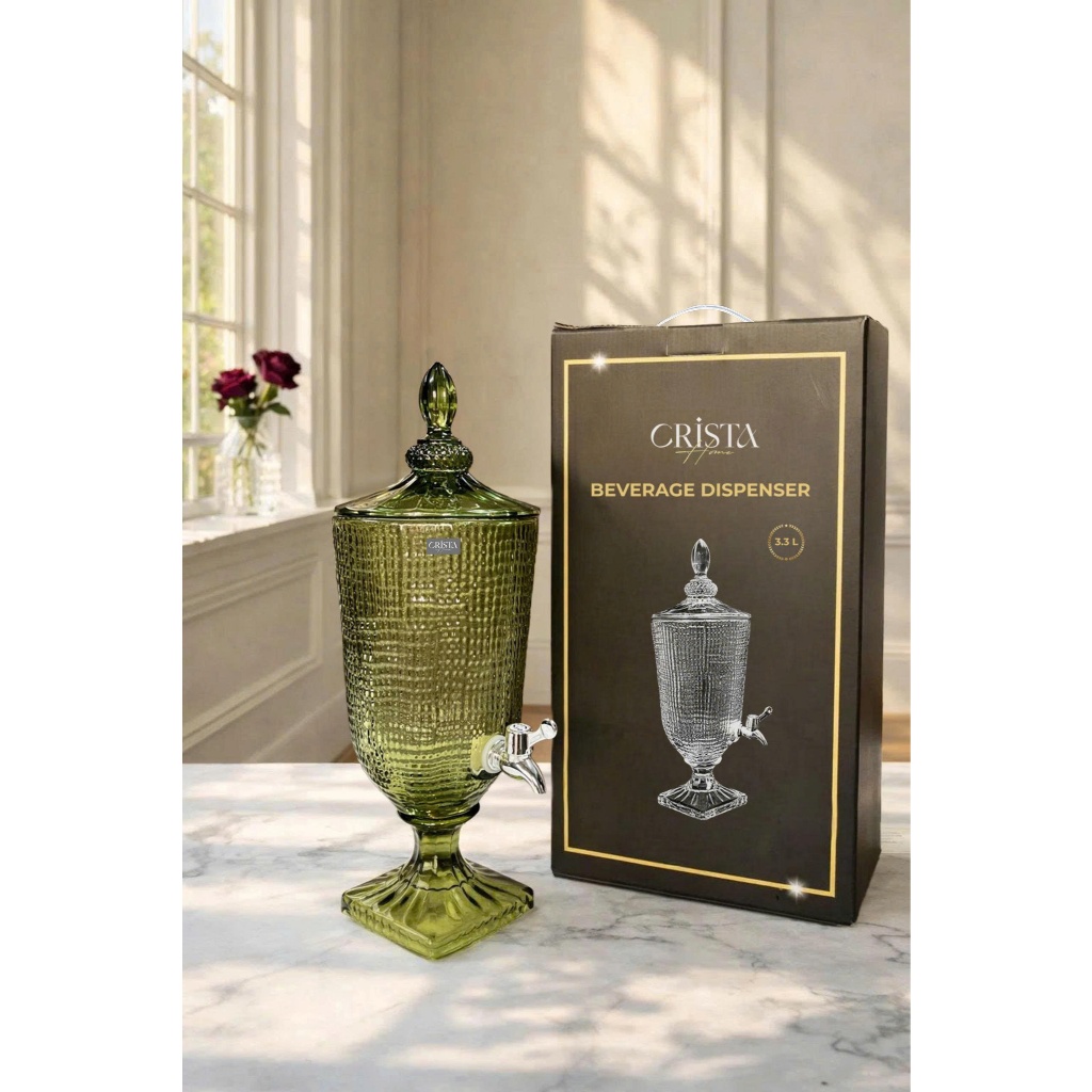🌿 BỘ SƯU TẬP LY, CỐC, BÌNH THUỶ TINH XANH OLIVE CRISTA HOME CAO CẤP