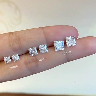 Khuyên tai đá, khuyên nụ đá vuông S925 sáng long lanh dễ phối đồ M05