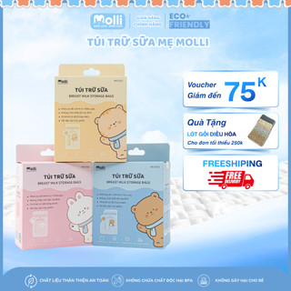 Túi Trữ Sữa Mẹ Molli, 30PCS/Hộp,, Khóa Zip Đôi, Không Chứa BPA, Thiết Kế Vòi Đổ Thông Minh -