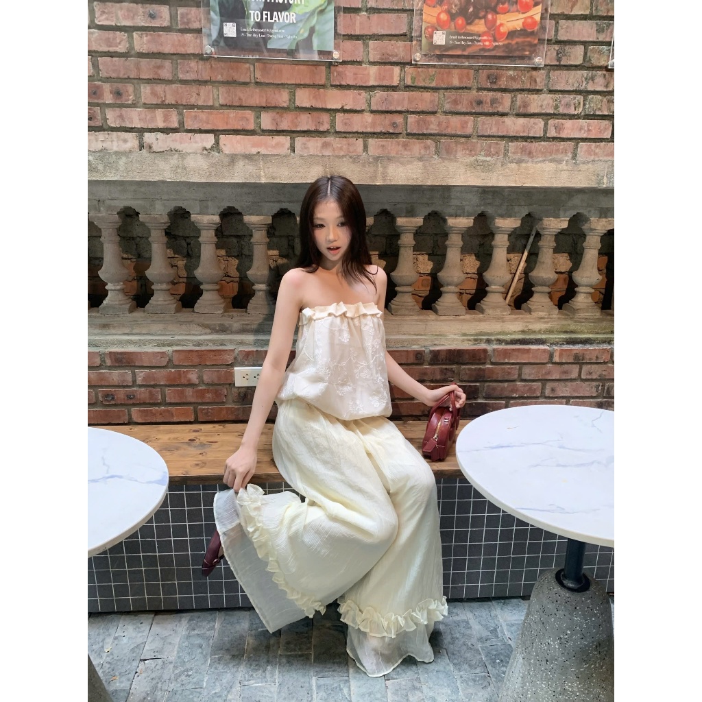 Quần Dài Nữ NOSEN Ống Suông Phối Bèo Mùa Hè Dễ Thương SECODEE