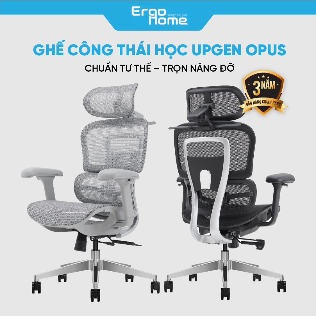 Ghế Công Thái Học UPGEN OPUS Ghế Văn Phòng Ergonomic Đỡ Lưng Đôi LiftFit Lưới 4D Thoáng Khí Cao Cấp