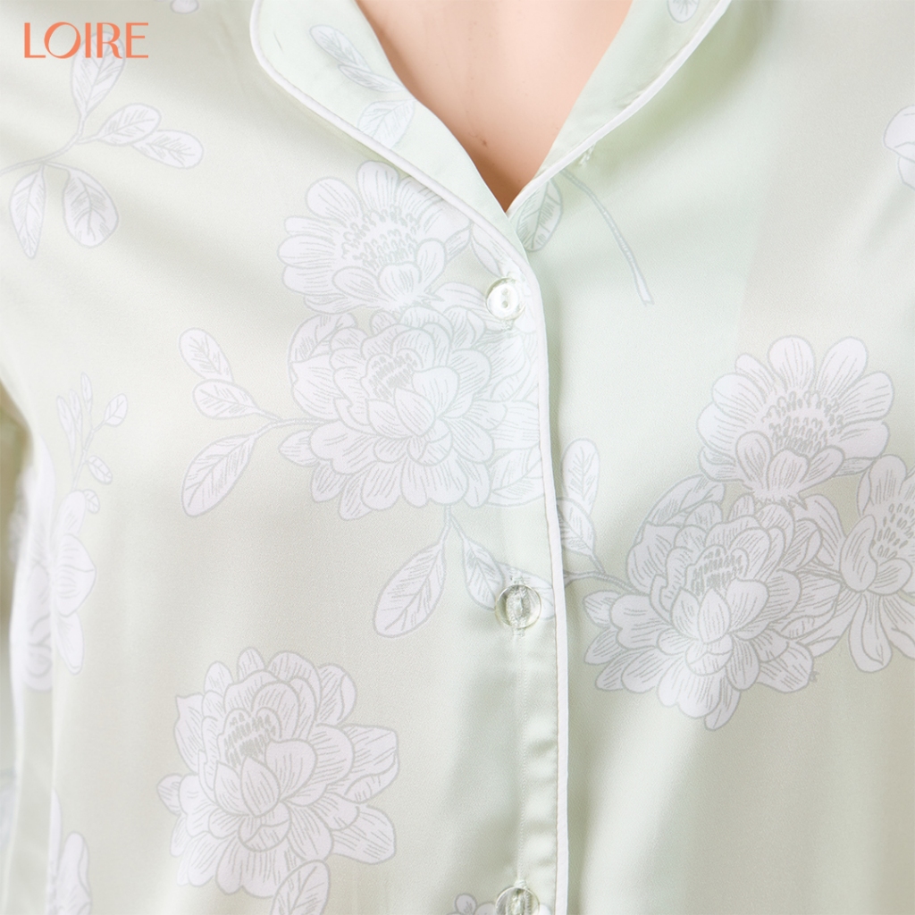 Bộ Mặc Nhà Loirechic FDMN260390 Chất Lụa Mềm Mát Họa Tiết Hoa Hồng