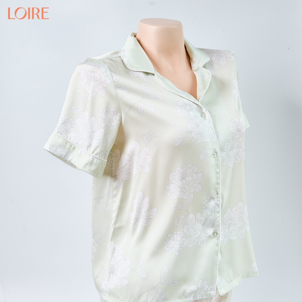 Bộ Mặc Nhà Loirechic FDMN260390 Chất Lụa Mềm Mát Họa Tiết Hoa Hồng