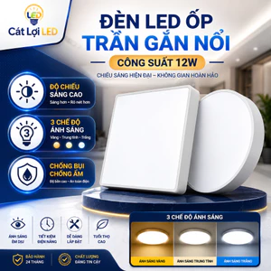 Đèn led ốp trần nổi 12W, tràn viền vuông/tròn,mẫu mới, siêu đẹp, siêu sáng, bảo hành 24 tháng