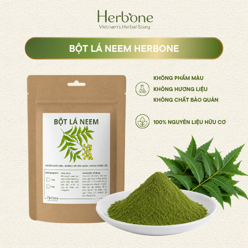 Bột Lá Neem Nguyên Chất HERBONE Mặt Nạ Body & Mặt Hỗ Trợ Giảm Mụn Mờ Thâm Sáng Da 100g/500g