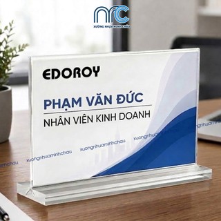 (Xuất hoá đơn VAT) Biển chức danh mica, Bảng chức danh mica QĐ, Biển chức danh để bàn - Mica trong đế dày 8mm