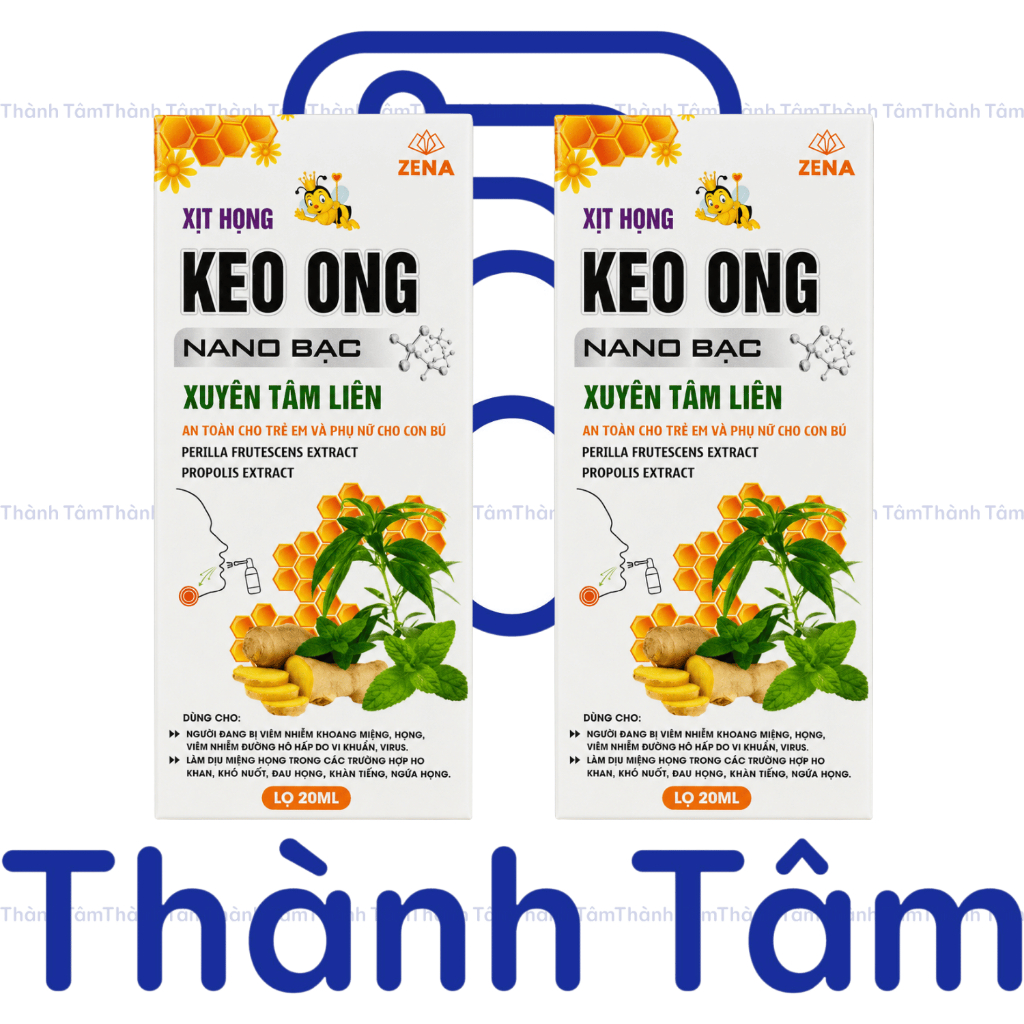 Xịt Họng Keo Ong Nano Bạc Xuyên Tâm Liên hỗ trợ giảm viêm khoang miệng hô hấp, giảm đau họng ho khan - Chai 20ml