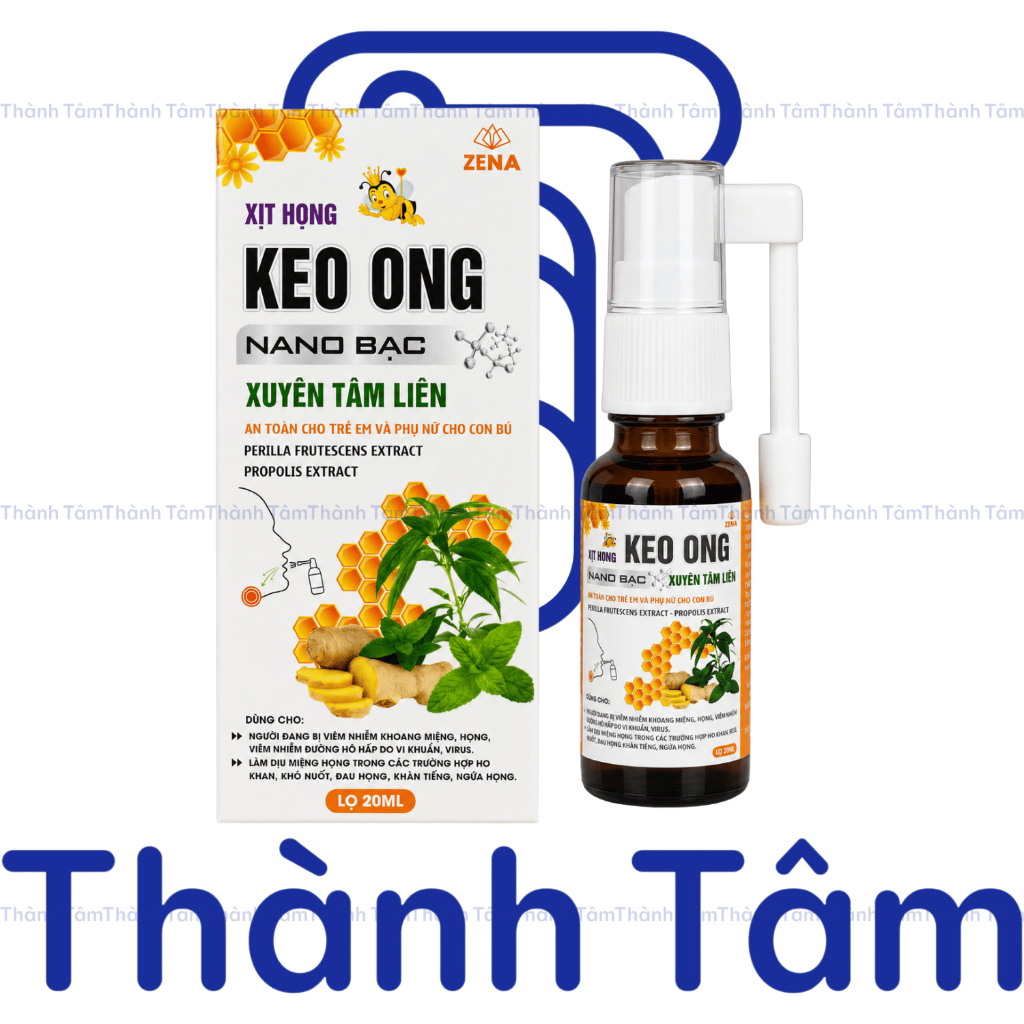 Xịt Họng Keo Ong Nano Bạc Xuyên Tâm Liên hỗ trợ giảm viêm khoang miệng hô hấp, giảm đau họng ho khan - Chai 20ml