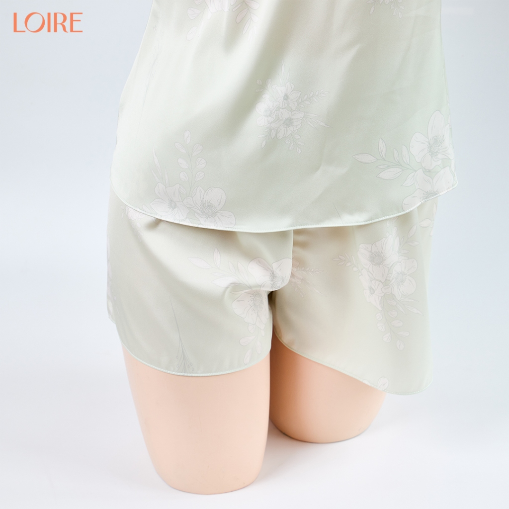 Bộ Ngủ 2 Dây Loirechic FDMN260393 Chất Lụa Mềm Mịn Nơ Đính Điểm