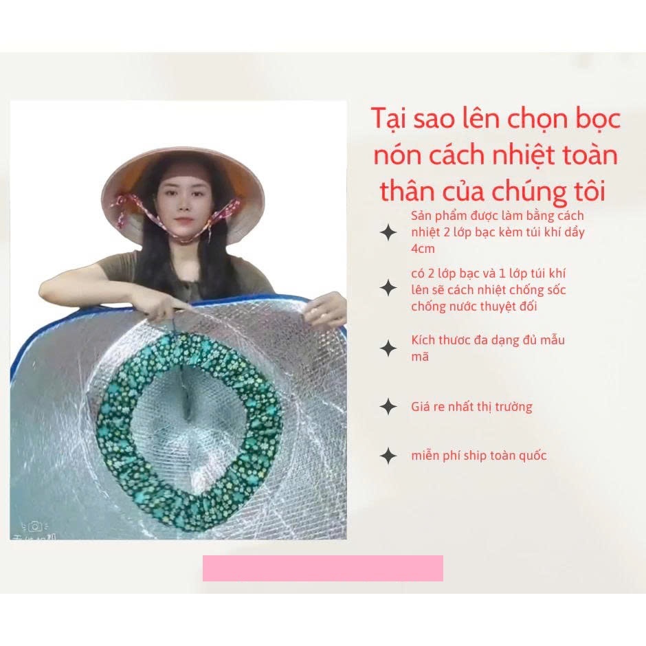 Tấm Cách Nhiệt Bọc Nón Che Nắng, Che Mưa, Chống tia UV cho cô bác, anh chị đi làm việc ngoài trời nắng, Câu Cá...