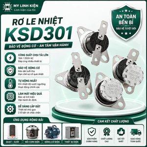 Rơ le nhiệt relay KSD301 10A 250V thường đóng đầy đủ giá trị.