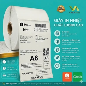 GIẤY IN ĐƠN HÀNG A6 100x150MM TMDT 10x15 DECAL 100*150 TEM MÃ VẠCH 10*15 60M SAN 100x150 75x100 A7 GIẤY NHIỆT