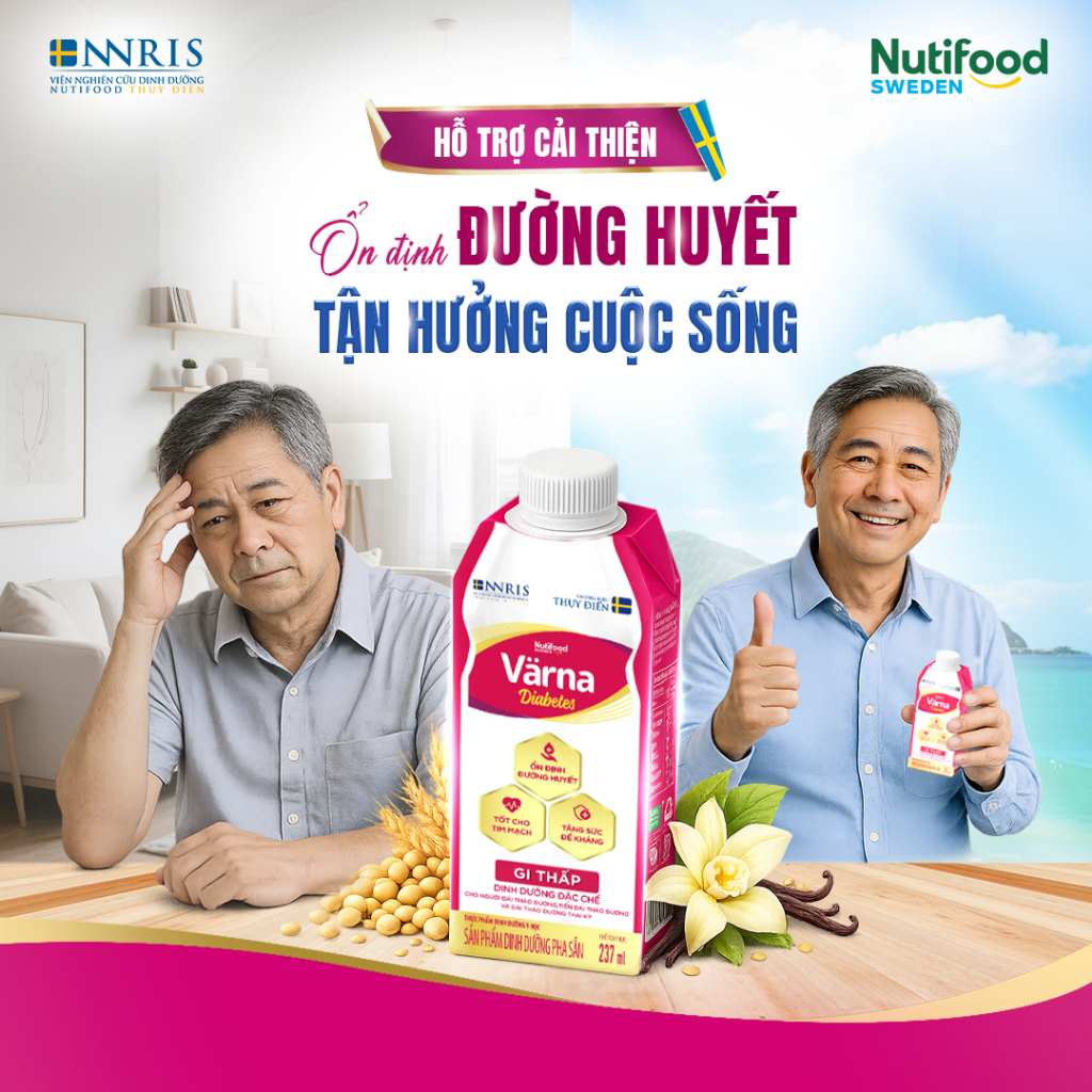 Sữa Bột Pha Sẵn Varna Diabetes (Thùng 12 hộp giấy x 237ml) - Hỗ Trợ Ổn Định Đường Huyết