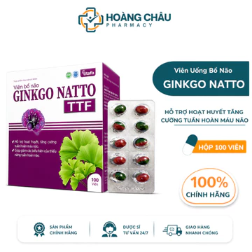 Viên Uống Bổ Não Ginkgo Natto TTF – Hỗ Trợ Tuần Hoàn Não, Giúp Hoạt Huyết Dưỡng Não | Hộp 100 Viên