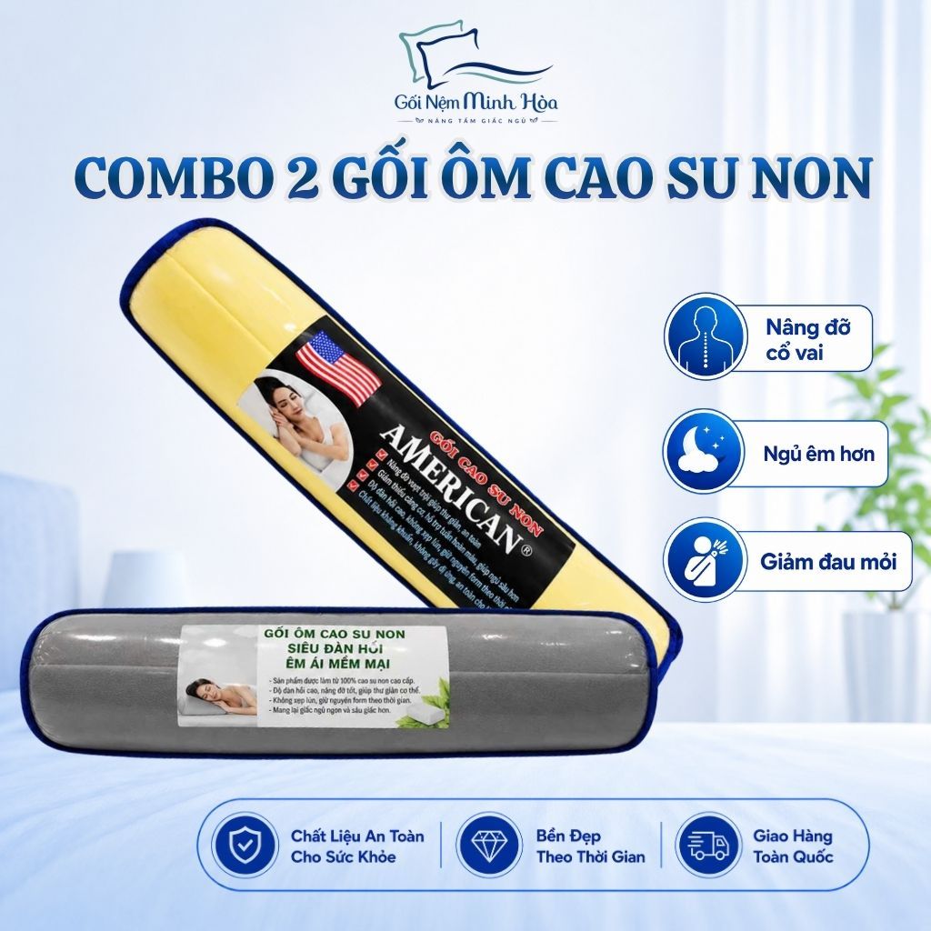 [Combo 2 Gối] Gối Ôm Cao Su Non American Memory Foam – Thoáng Khí, Thoải Mái Khi Dùng, Êm Mịn, Kháng Khuẩn
