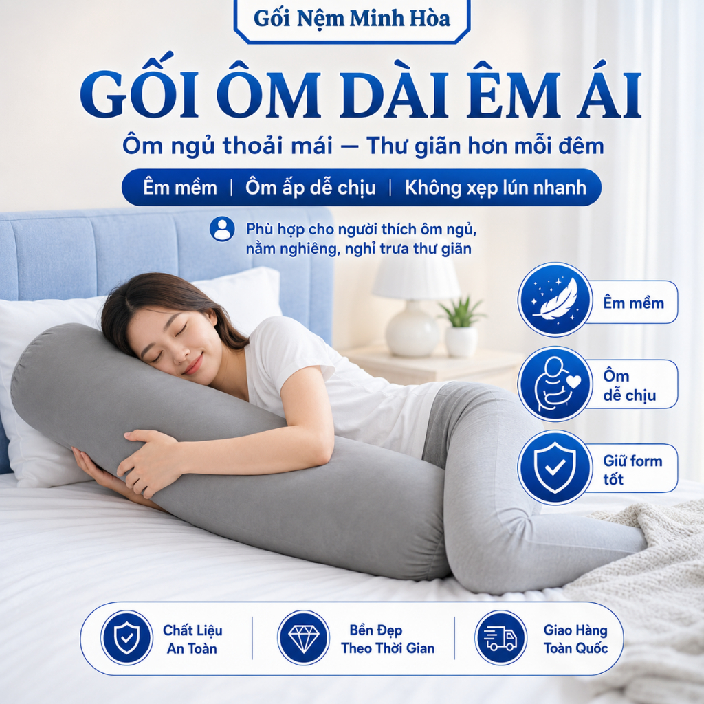 [Combo 2 Gối] Gối Ôm Cao Su Non American Memory Foam – Thoáng Khí, Thoải Mái Khi Dùng, Êm Mịn, Kháng Khuẩn