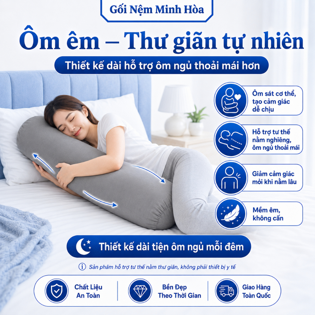 [Combo 2 Gối] Gối Ôm Cao Su Non American Memory Foam – Thoáng Khí, Thoải Mái Khi Dùng, Êm Mịn, Kháng Khuẩn