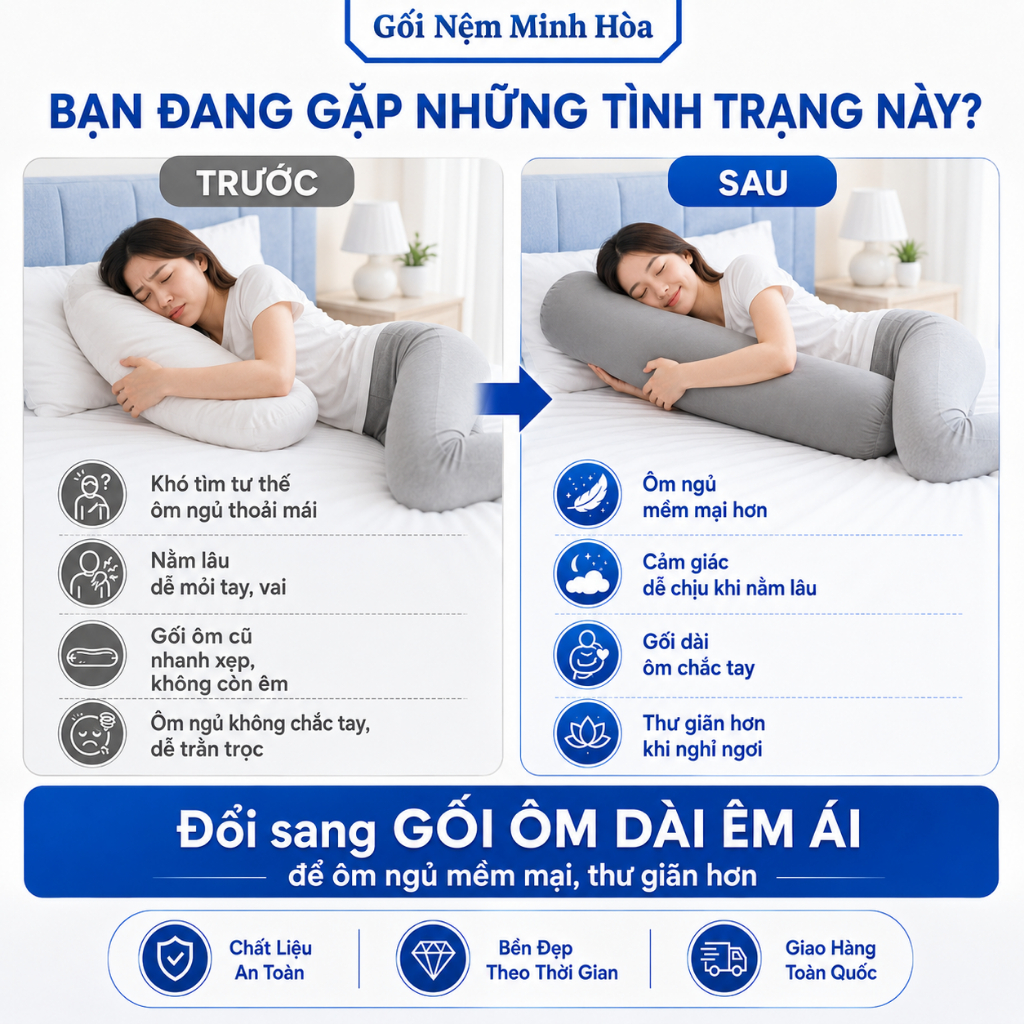 [Combo 2 Gối] Gối Ôm Cao Su Non American Memory Foam – Thoáng Khí, Thoải Mái Khi Dùng, Êm Mịn, Kháng Khuẩn