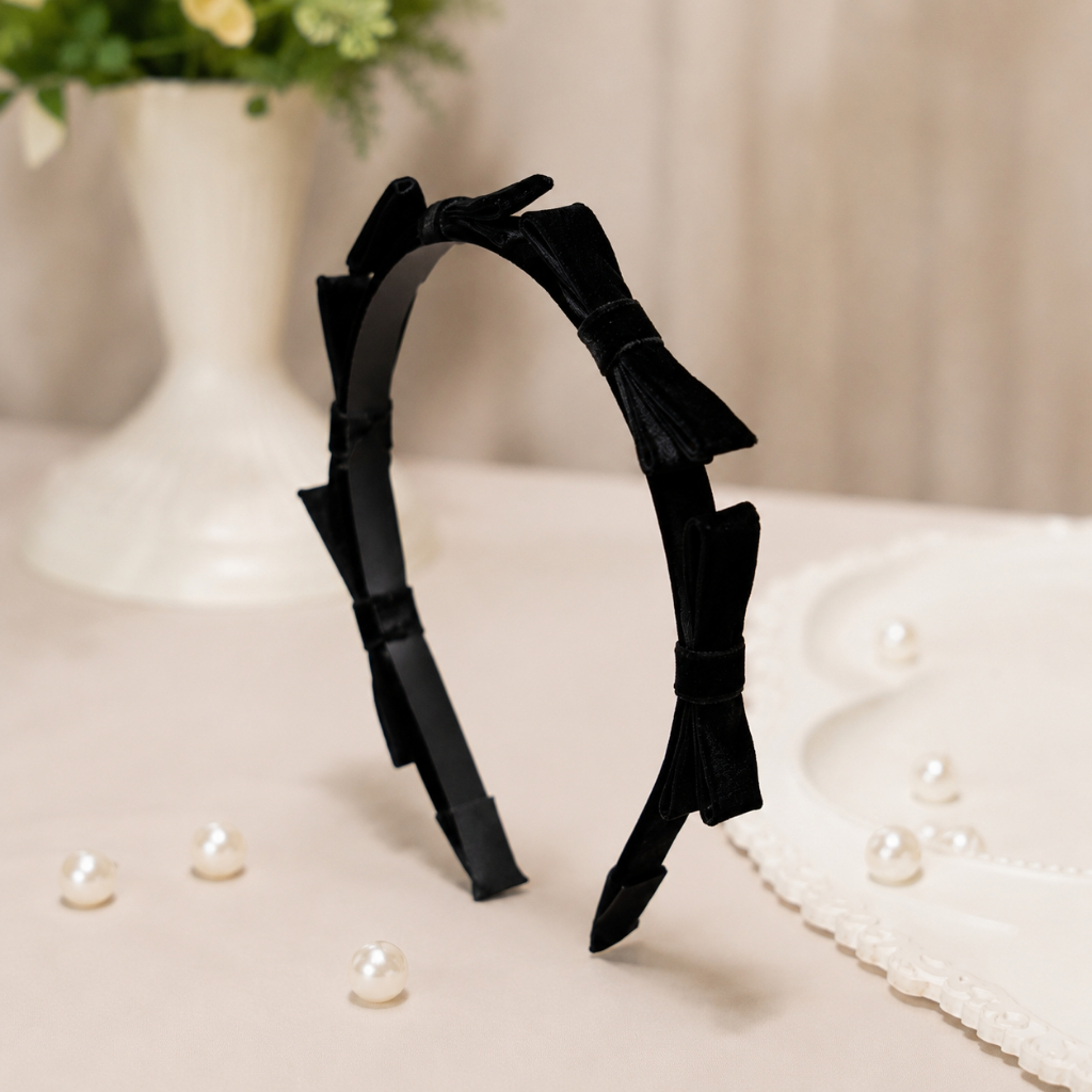 Bờm Nơ Nhung Thanh Lịch PK2604. Phụ Kiện Tóc Nữ Tính, Tiểu Thư, Dễ Phối Đồ Thiết Kế Bởi JM Dress Design