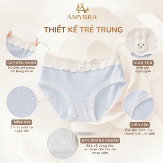 Quần Lót Nữ Cotton Mềm Cạp Bèo Nữ Tính, Quần Chip Nữ Cạp Vừa Đáy May Kháng Khuẩn AMYBRA L6444