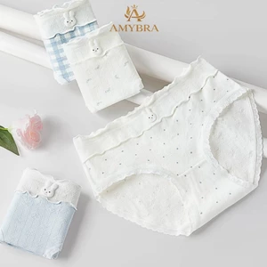 Quần Lót Nữ AMYBRA Cotton Viền Bèo Nữ Tính, Quần Chíp Nữ Đáy May Kháng Khuẩn Thoáng Khí AMYBRA L6444