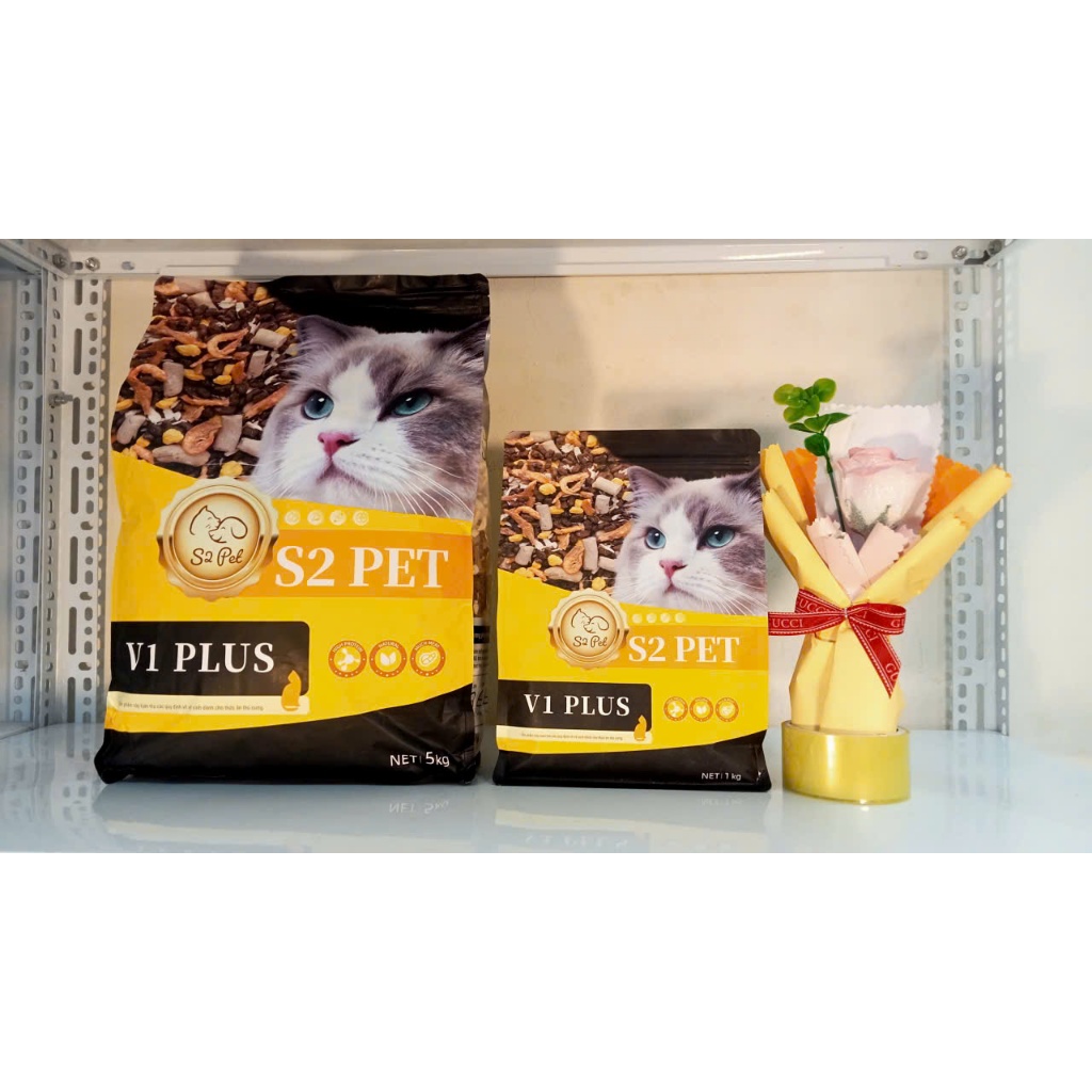 [1KG TẶNG PATE] Hạt Cho Mèo S2PET V1 V2 V3 - Thức Ăn Mèo Đạm 32%, Topping Thịt Sấy, Hỗ Trợ Tiêu Hóa & Tiết Niệu