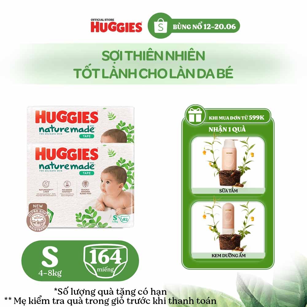 Combo 2 Tã Dán Huggies Nature Made Size S82