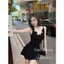 Đầm 2 dây len tăm đính hoa