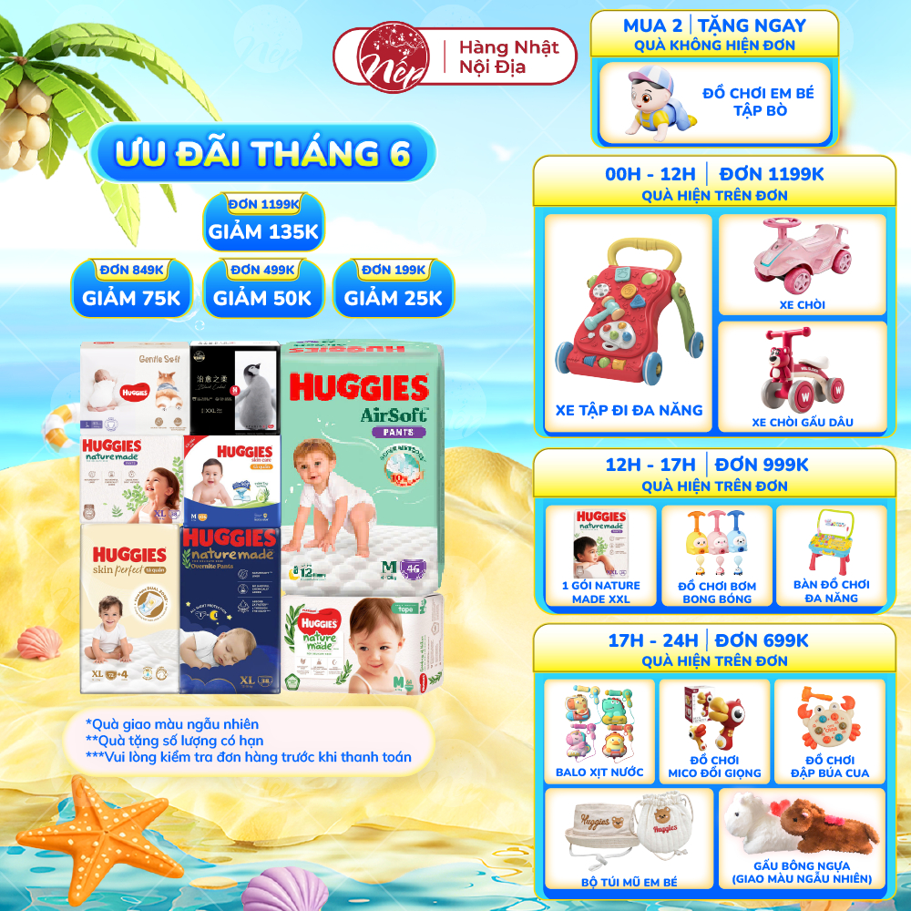 [TỔNG] Bỉm/tã dán/quần Huggies Platinum Nature Made Size NB60/S82/M64/L54/XL44/XXL26 - nepshop1