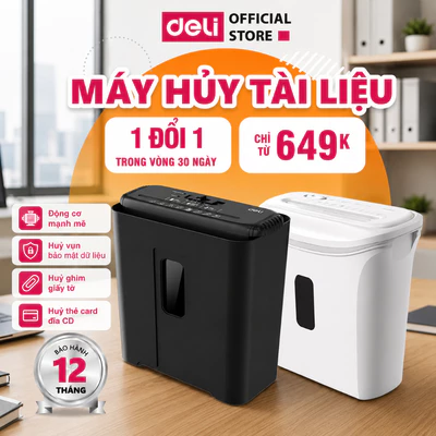 Máy Hủy Tài Liệu DELI Máy Cắt Giấy Huỷ Card CD Máy Bảo Mật Thông Tin Dữ Liệu Cho Doanh Nghiệp, Văn Phòng