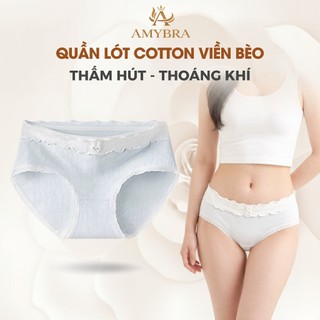 Quần Lót Nữ Cotton Mềm Cạp Bèo Nữ Tính, Quần Chip Nữ Cạp Vừa Đáy May Kháng Khuẩn AMYBRA L6444