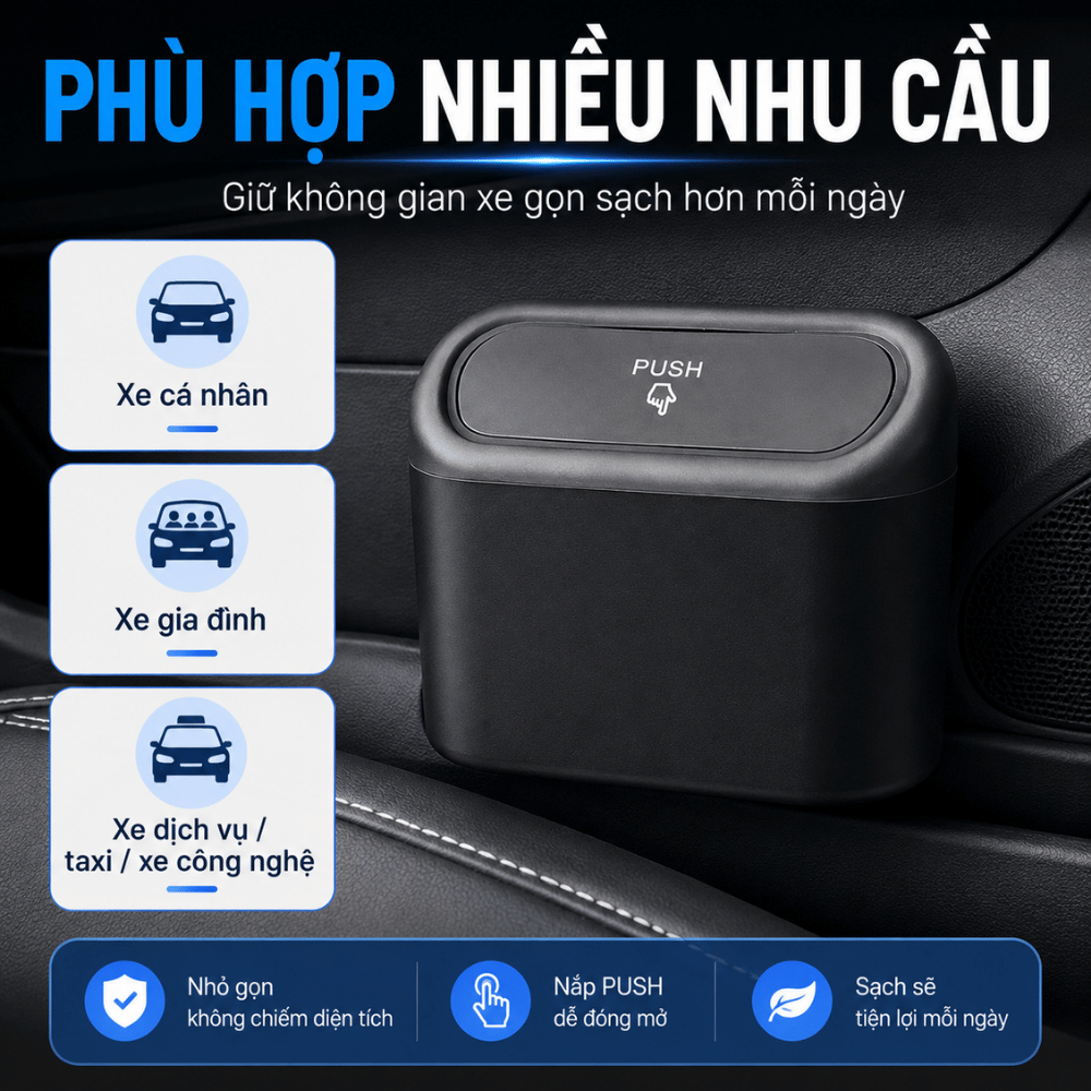Thùng Rác Ô Tô Mini Để Trên Xe Tiện Lợi Giúp Không Gian Gọn Gàng Sạch Sẽ