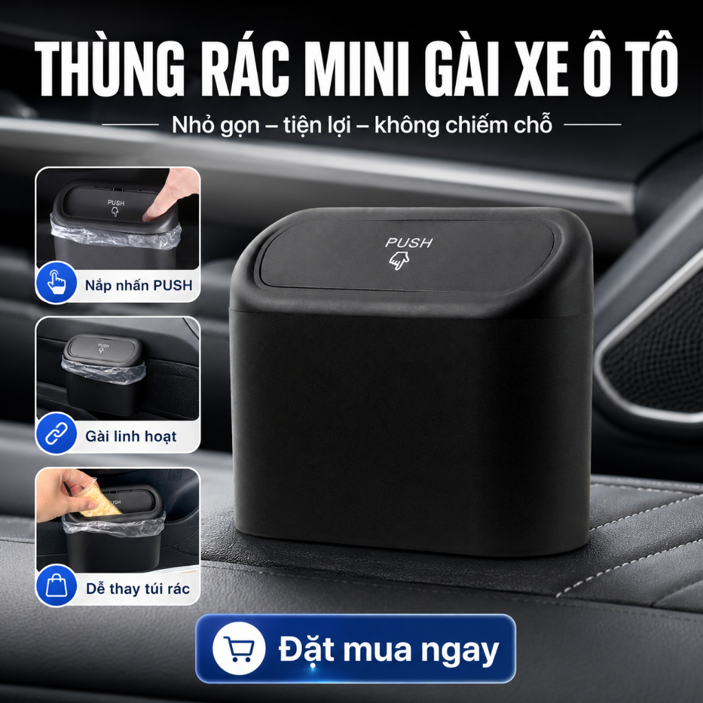 Thùng Rác Ô Tô Mini Để Trên Xe Tiện Lợi Giúp Không Gian Gọn Gàng Sạch Sẽ