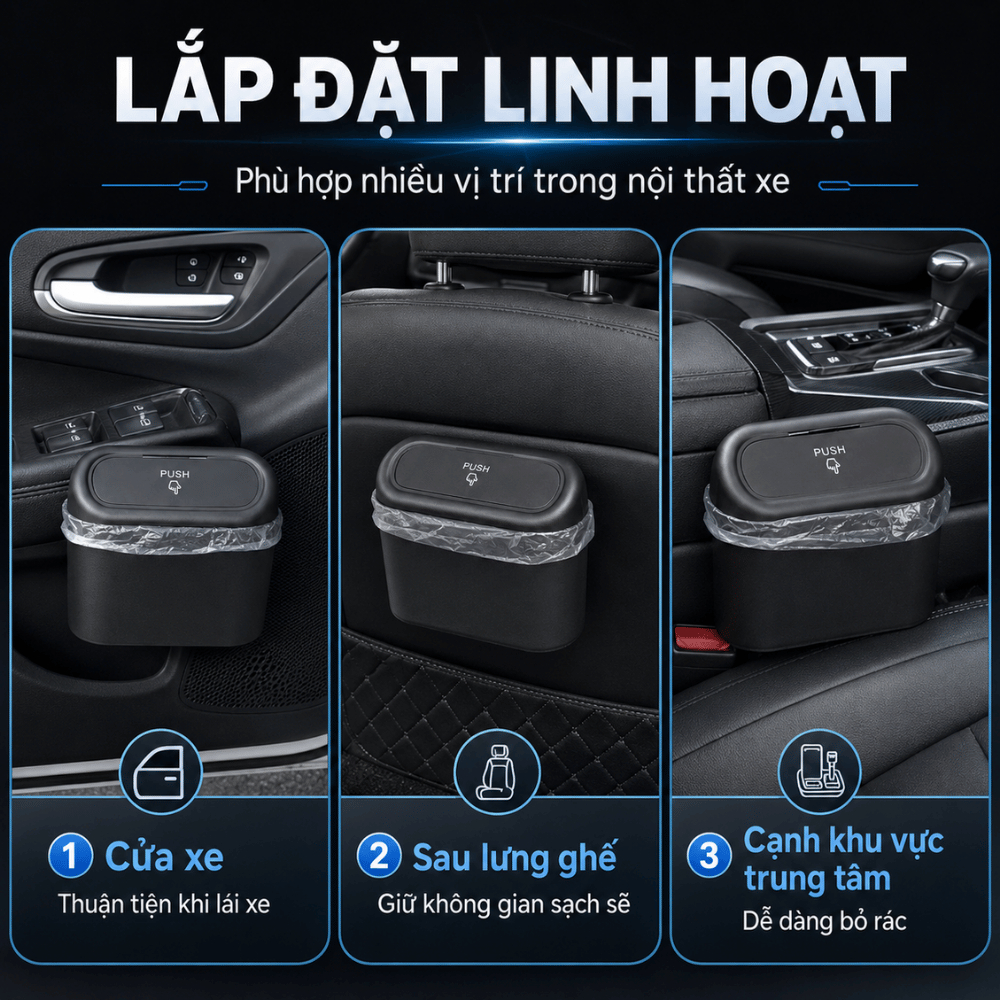 Thùng Rác Ô Tô Mini Để Trên Xe Tiện Lợi Giúp Không Gian Gọn Gàng Sạch Sẽ