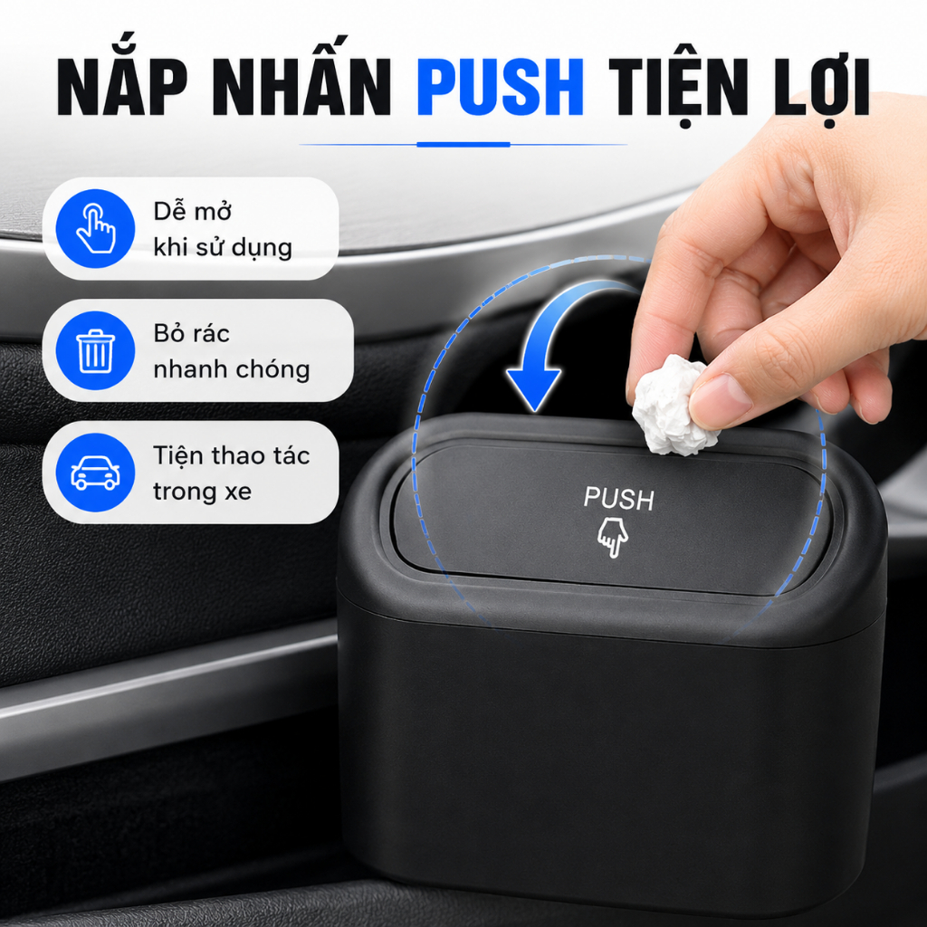 Thùng Rác Ô Tô Mini Để Trên Xe Tiện Lợi Giúp Không Gian Gọn Gàng Sạch Sẽ