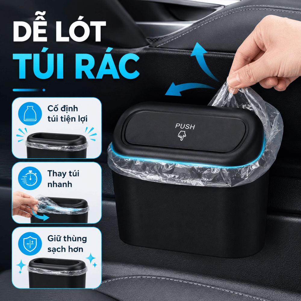 Thùng Rác Ô Tô Mini Để Trên Xe Tiện Lợi Giúp Không Gian Gọn Gàng Sạch Sẽ